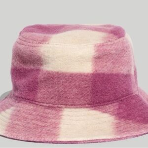 Madewell Pink and Cream Plaid Bucket Hat